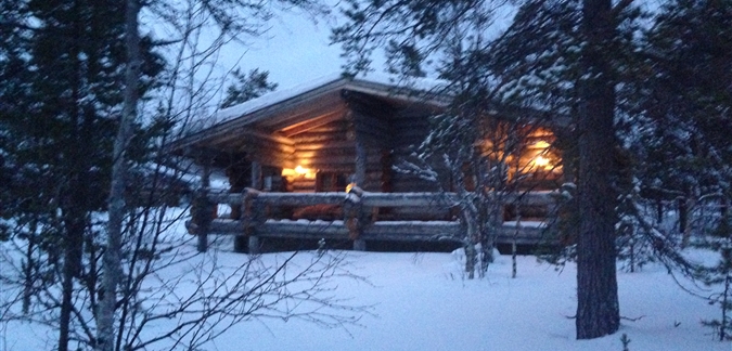 Log Cabin in Twilight
